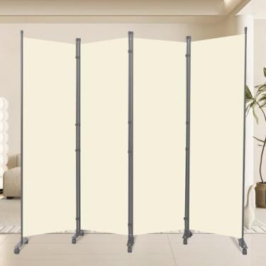 Imagem de Divisor de sala de 213 cm L para divisória de quarto (base resistente), divisória de quarto com 4 painéis, separação de tela independente com rodas, painel de privacidade dobrável, separador de espaço