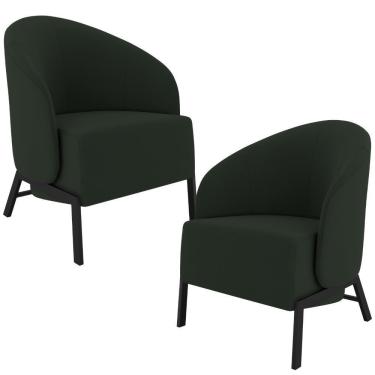 Imagem de Kit 02 Poltronas Decorativa Para Sala Living Pés Industrial Sierra K01 Veludo Verde - Lyam Decor