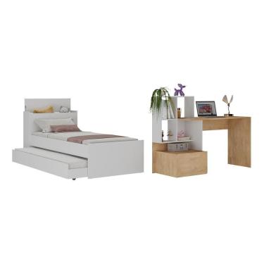Imagem de Conjunto Quarto Bicama Com Baú E Escrivaninha Multimóveis Mp4122 Branco/rustic Branco/rustic