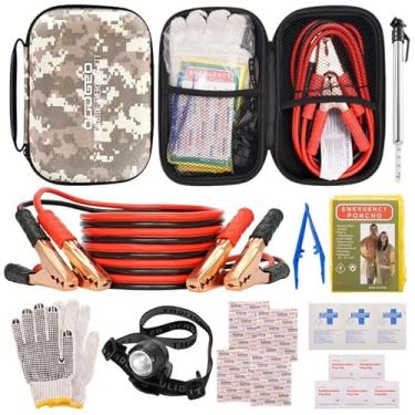 Imagem de Kit de emergência de carro na estrada com cabos de bateria jumper, acessórios de carro para homens ou mulheres, kit de segurança automotiva para carro, veículo, caminhão ou SUV, presentes para homens