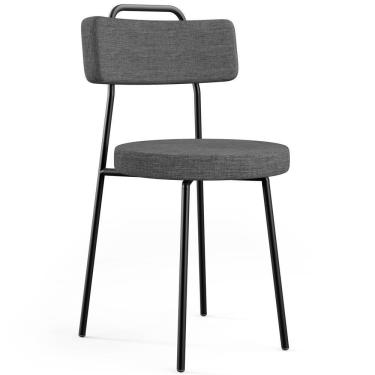 Imagem de Cadeira Decorativa Estofada Para Sala De Jantar Barcelona L02 Linho Cinza Escuro