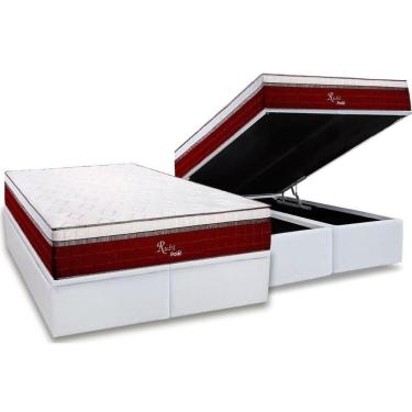 Imagem de Cama Box Baú Queen: Colchão Molas Polar Masterpocket Ensacadas Rubi + Base White(158X198)