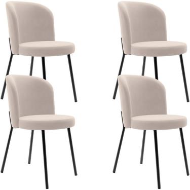 Imagem de Kit 4 Cadeiras Sala De Jantar Estofada Gavi L02 Suede Bege