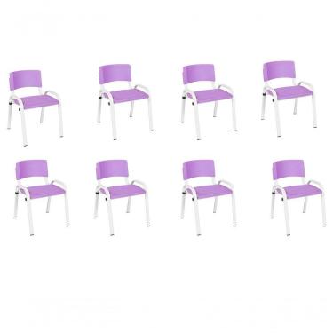 Imagem de Kit 8 Cadeira Iso Infantil Creche, Escola Base Branco Lilas