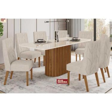 Imagem de Cadeira Sala De Jantar Eloá Kit 6 Un Nature-veludo Light Marrom Amêndoa