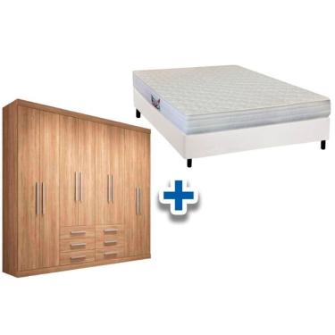 Imagem de Cama Box Casal + Colchão Frontier Herval + Guarda Roupa Master 8.6 Atacama
