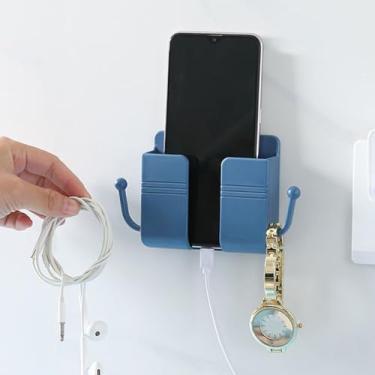 Imagem de Suporte de parede para celular, caixa de armazenamento de adesivo multifuncional ABS com controle remoto para TV, ar condicionado, telefone