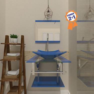 Imagem de Combo 2 x 1 Gabinete de Vidro 45cm para Banheiro Cuba Retangular - Bie