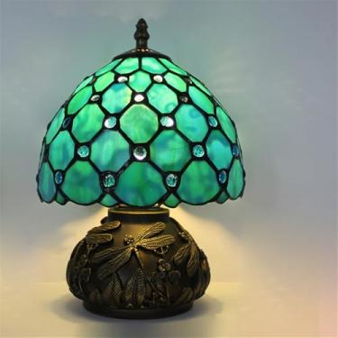 Imagem de Luminária de mesa retrô americana de luxo e criativa para sala de estar, quarto, cabeceira, escritório, casa de campo ou hotel, com vitral (Estilo 30)
