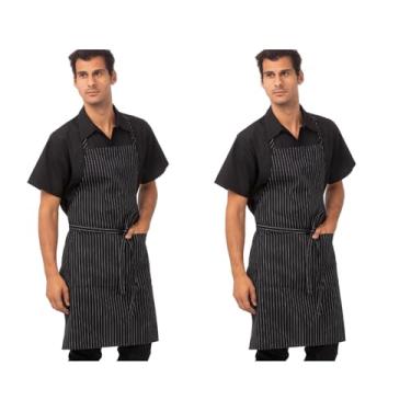 Imagem de Chef Works Avental unissex de chef, risca, tamanho único (pacote com 2)