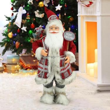Imagem de Papai Noel Decoração Natal - Boneco Noel - Enfeite Natalino Decorativo Luxo Grande 45cm ou 60cm - ECOMLAR® (60CM - PAPAI NOEL SEGURANDO PLACA MERRY CHRISTMAS)