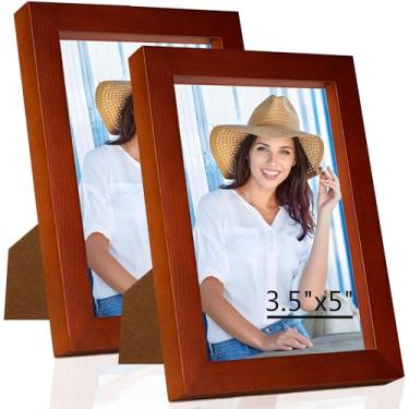 Imagem de Porta-retrato de 8 x 12 cm para pendurar na parede ou na mesa, montagem horizontal ou vertical, moldura com acrílico HD para fotos, pôsteres e impressões artísticas, moldura marrom, pacote com 2