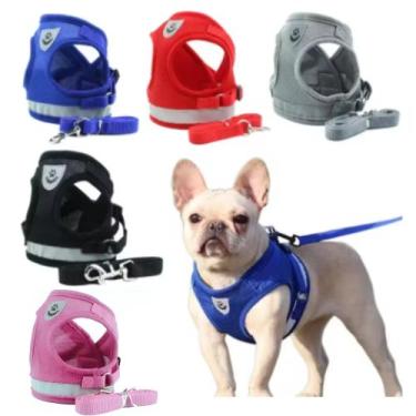 Imagem de Coleira Colete Refletivo Peitoral Respirável Confortável Cachorro Gato
