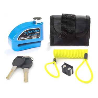 Imagem de Trava Disco Moto Alarme Sensor  Bolsa Cabo St Azul