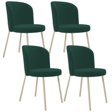 Imagem de Kit 04 Cadeiras Para Sala De Jantar Cozinha Estofada Gavi Arena L02 Suede Verde Musgo - Lyam Decor