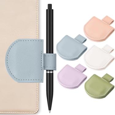 Imagem de Vane Oak Suporte magnético para caneta, suporte de lápis para cadernos, diários, calendários, couro PU, pacote com 5