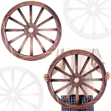 Imagem de Kathfly 2 peças de decoração de roda de carroça decorativa vintage estilo velho ocidental 76 cm decoração de festa rústica para casa de fazenda decoração de festa para ambientes internos e externos