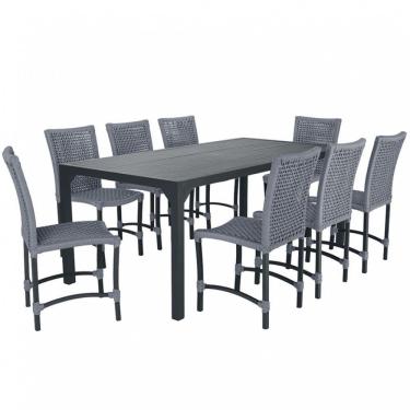 Imagem de 8 Cadeiras Corda Náutica E Mesa Tampo Ripado Retangular 2,00 Prata