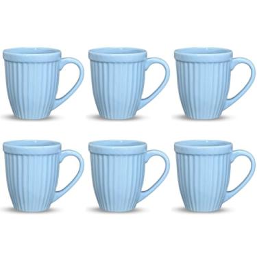 Imagem de Jogo de Xicara, Kit 6 Canecas Xicaras de Ceramica Mesa Posta Linha Italia Colors 12 Cores Disponiveis 390ml(AZUL CLARO,2ª LINHA OUTLET)