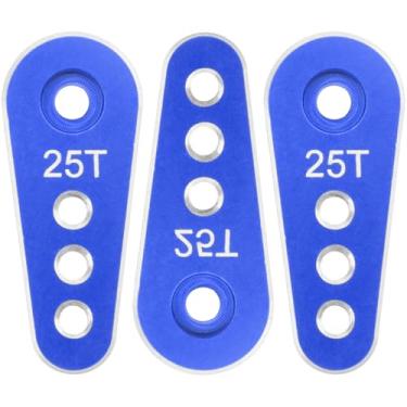 Imagem de KEAcvise 3pcs Metal 25t servo arm with 25 Teeth Steering Horn for Standard servo Motors, Compatible with traxxas axial Tamiya 1/10 rc Crawler and Drift Cars in Blue