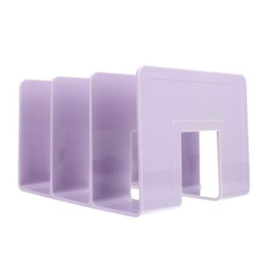 Imagem de Acrylic Bookends Creative Desktop Book Shelf Holder with Compartments Purple Compact Space-Saving Organizer for Home Office Library School Versatile Bookend Storage Rack