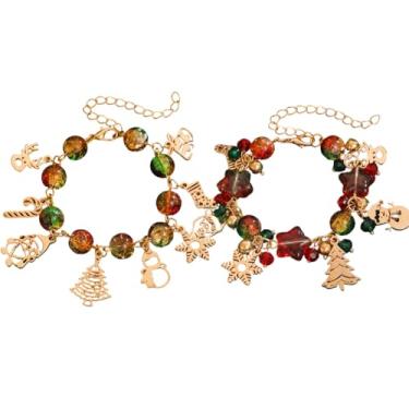 Imagem de Ailiessy Pulseira de Natal com contas de árvore de Natal, pulseiras de sino, boneco de neve, boêmia, contas coloridas, feitas à mão, presente de Natal, joias femininas, middle, Metal, Sem Pedra