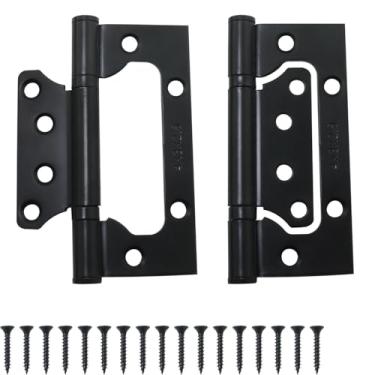 Imagem de ITROLLE 2 peças de dobradiça preta de aço inoxidável de 10 cm com parafusos de montagem, adequadas para portões laqueados de porta de liga de alumínio e caixas de madeira