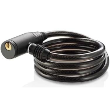 Imagem de Cadeado de Segurança Flexível para Bicicleta, Cabo de Aço 18mm x 1m, Preto, com 2 Chaves, Revestimento em Vinil, Resistente a Cortes