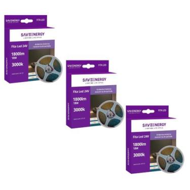 Imagem de 3 Fita LED 24V 18W/m 3000K 5m 240LEDs/m IP20 Save Energy