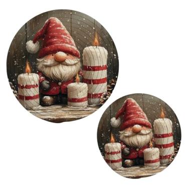 Imagem de Blueangle 2 peças de suporte de panela de gnomo fofo - conjunto de pegadores de panela de tecido redondo - almofadas quentes trançadas de algodão - porta-copos - tapetes de mesa para cozinhar e assar