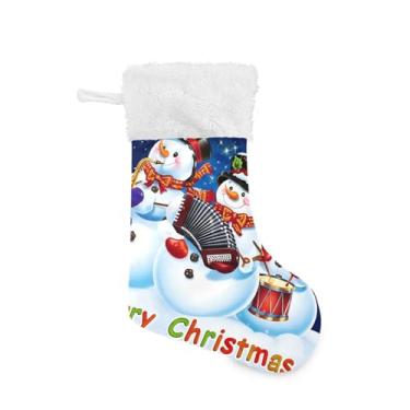 Imagem de GakkiGii Meia grande de Natal de boneco de neve, decoração de Natal para pendurar na parede da árvore da lareira, 45 x 31 cm