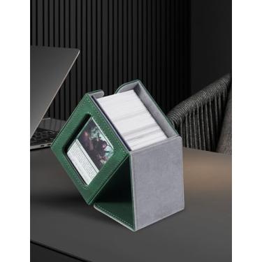 Imagem de MTG Commander Deck Box with Display Window,Card Deck Box Holds 100 Double-Sleeved（Green&Gray）