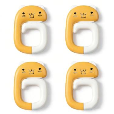 Imagem de Gancho dobrável em forma de animal – Pendura jaquetas, chapéus, guarda-chuvas – Design dobrável nivelado quando não estiver em uso para quarto, escritório, trailer, conjunto de 4