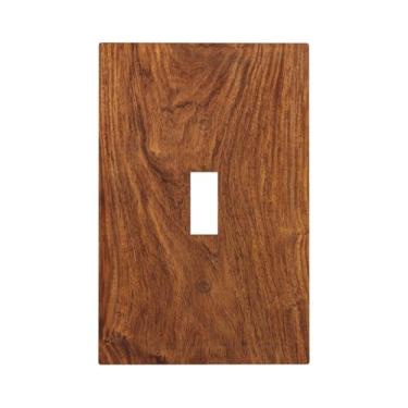 Imagem de Nadoabtm Placa decorativa para interruptor de luz vintage rústica marrom escuro grão de madeira 1 gangue único interruptor decorar, capa de placa de parede, capas de tomada elétrica para decoração de
