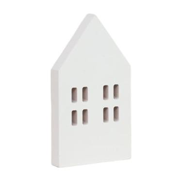 Imagem de BLWOTMOR Bandeja de Madeira em Formato de Casa com Vários Níveis, Peça Central para Mesa, Decoração, Casinha de Natal de Madeira para Cozinha, Mesa, Branco, Tamanho real