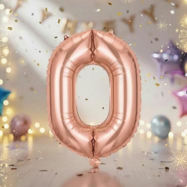 Imagem de Balões grandes de ouro rosa de 81 cm com letra O, balões de alfabeto Mylar preenchidos com hélio para festas de aniversário e decorações de aniversário, suprimentos de decoração de festa em ouro rosa