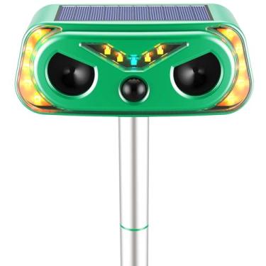 Imagem de Repelente solar ultrassônico de animais ao ar livre, repelente de gatos ao ar livre com detecção de movimento, gambá para quintal, jardim, fazenda, guaxinim, esquilo, veado, coelho, repelente de