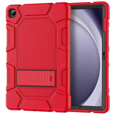 Imagem de Azzsy Capa para Samsung Galaxy Tab A9+ modelo 2023 de 10,9 polegadas (SM-X210/X216/X218), capa protetora resistente à prova de choque de alto impacto, vermelha