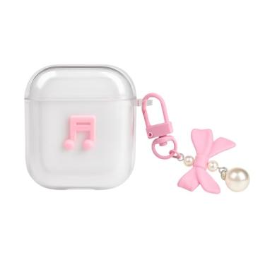 Imagem de Capa transparente para AirPods 4 com chaveiro – capa protetora de TPU transparente e macia, à prova de choque, suporta carregamento sem fio – compatível com AirPods 4 (2024) (rosa)