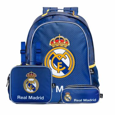 Imagem de Mochila de Costas Lancheira Térmica Estojo Duplo Real Madrid
