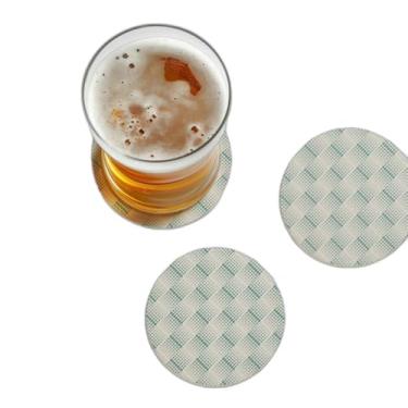 Imagem de Porta Copos Personalizados com Ilustração de Telhas Negativas Abstratas - Tamanho 9x9 cm