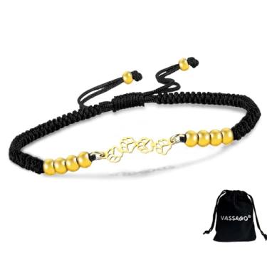 Imagem de VASSAGO Pulseira ajustável com estampa de pata de gato e cachorro, feita à mão, colorida, trançada, joias de animais para mulheres, cães, mães, amantes de animais de estimação, presentes joias,