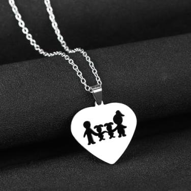 Imagem de Colar com pingente para pais, filha, filho, família, coração, para mulheres, aniversário, Natal, presentes, Medium, Aço inoxidável, \