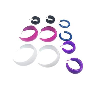 Imagem de Brincos Argola Coloridos Kit 5 Pares Cores Variadas