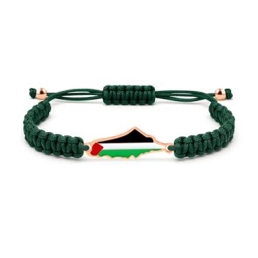 Imagem de Vivaday Pulseira trançada com bandeira palestina | Joias Freedom for Palestine | Pulseiras de orgulho palestino e paz | Pulseira cultural artesanal do Oriente Médio YA5882, Medium, Metal, Sem Pedra