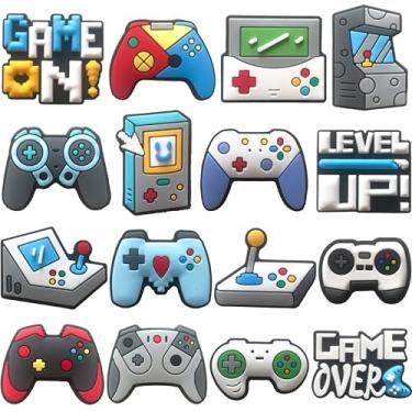 Imagem de Berloques de crocodilo de videogame para meninos, 16 peças de alfinetes de decoração de sapatos para tamancos, acessórios fofos para presentes de festa infantil