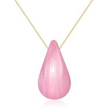 Imagem de LAYWAF Colar com pingente de ouro delicado para mulheres na moda, colar diário com gota de lágrima, leve, disponível em uma variedade de cores, Teardrop pendant necklace for women, Plástico, Sem Pedra