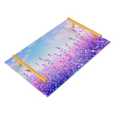 Imagem de Wassud Bandeja de banheiro com alças Violet Dream Acrílico Joias Organizador de Perfume para Banheiro Cozinha Balcão 30 x 20 cm