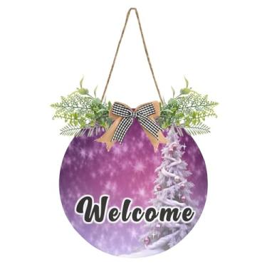 Imagem de YETTASBIN Placa de boas-vindas para árvore de Natal, placa de parede à prova d'água, guirlanda decorativa de alpendre para inauguração de casa, quintal, jardim, decoração de férias, 30 x 30 cm