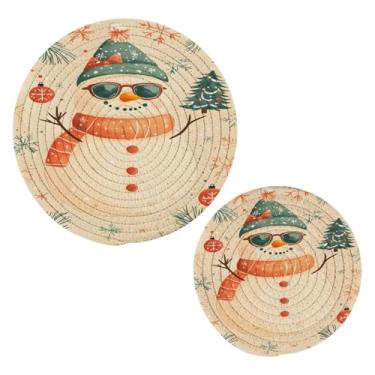 Imagem de Wassud Conjunto de tripé de óculos de sol de boneco de neve para pratos quentes, suportes redondos de algodão, almofadas quentes, porta-copos elegantes, decoração de cozinha e acessórios, 2 peças